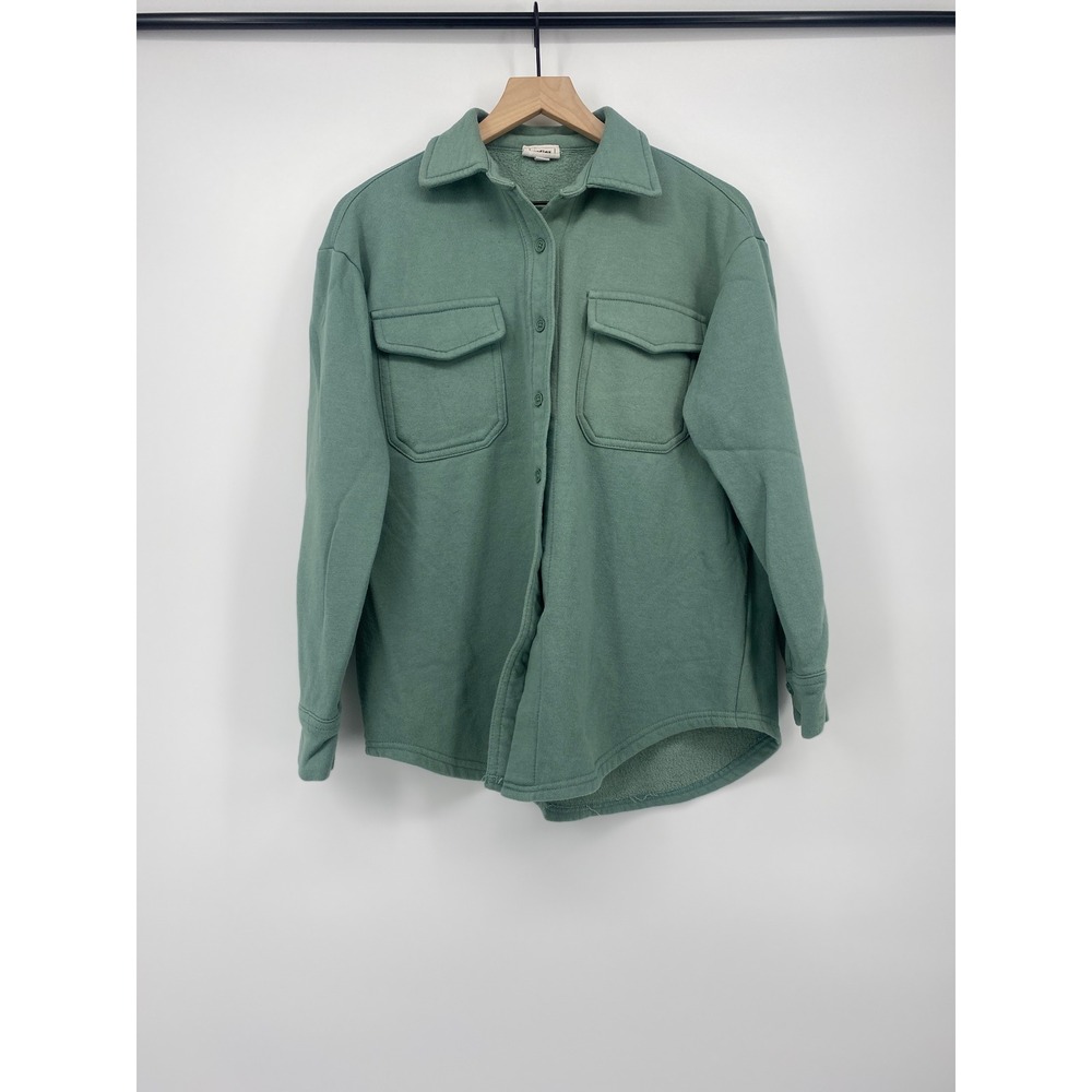 Universal Thread Fleece Shacket Shirt Jacket Women Small Sage Green Button Front